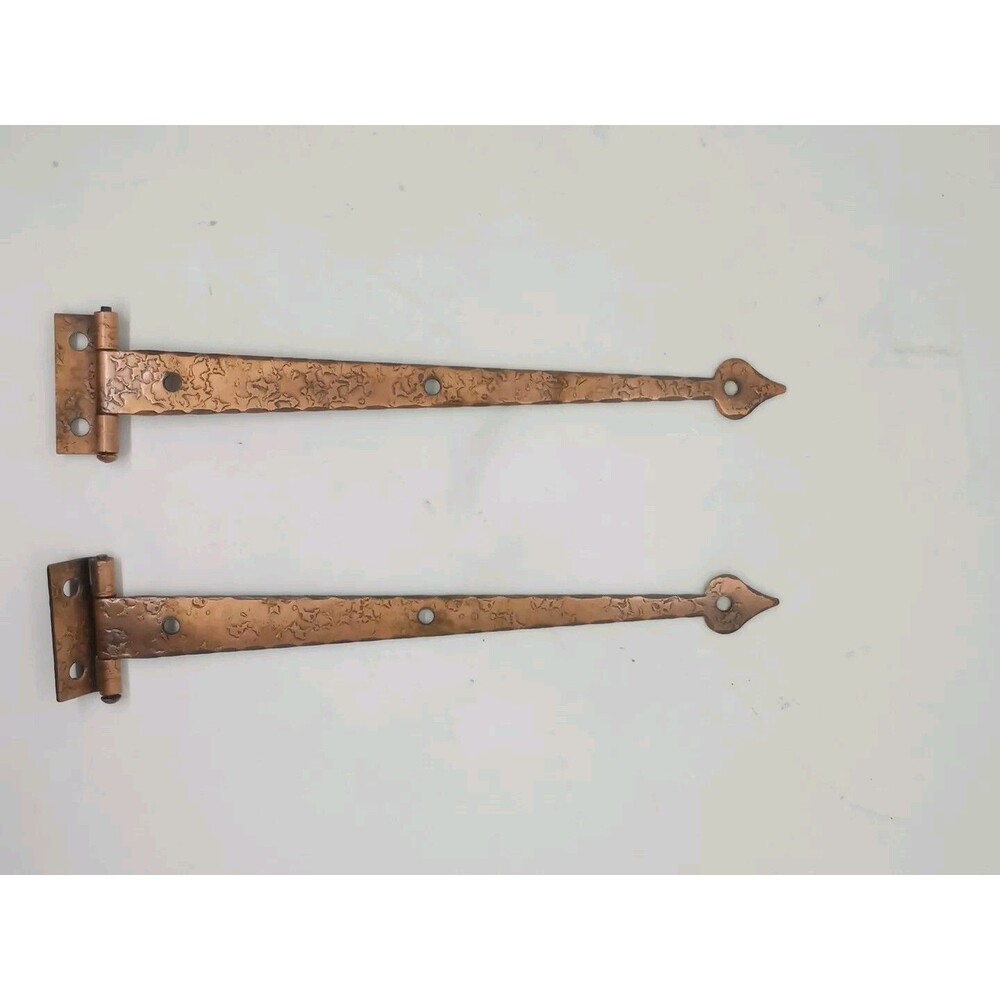 McKinney STRAP HINGES 2 Forged Iron 8 3/4" w/Screws Olde Copper Finish Barn NOS
